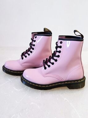 Dr. Martens 1460 W Pale Pink Patent Leather Lamper Boots